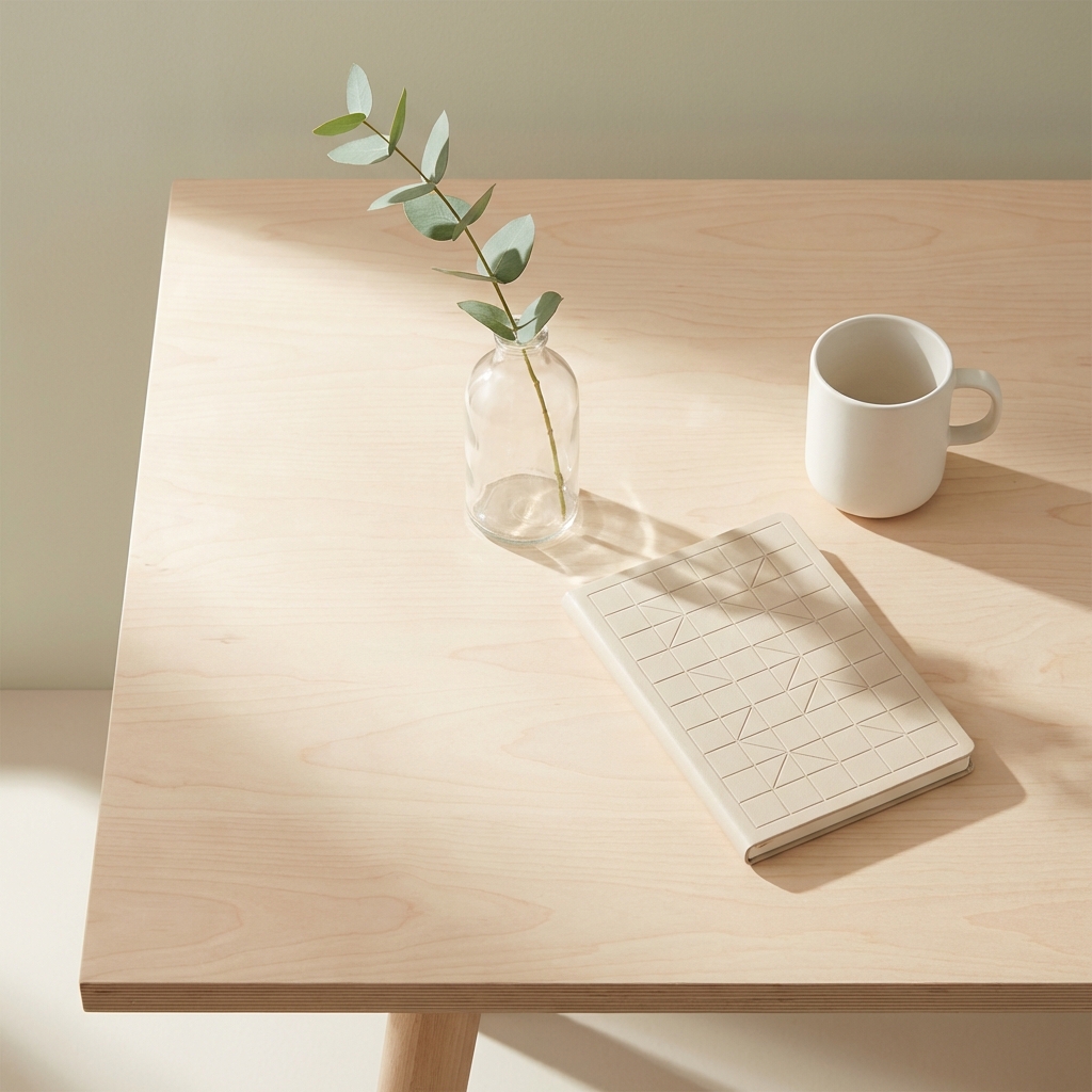 Minimal workspace representing systematic, ordered AI design